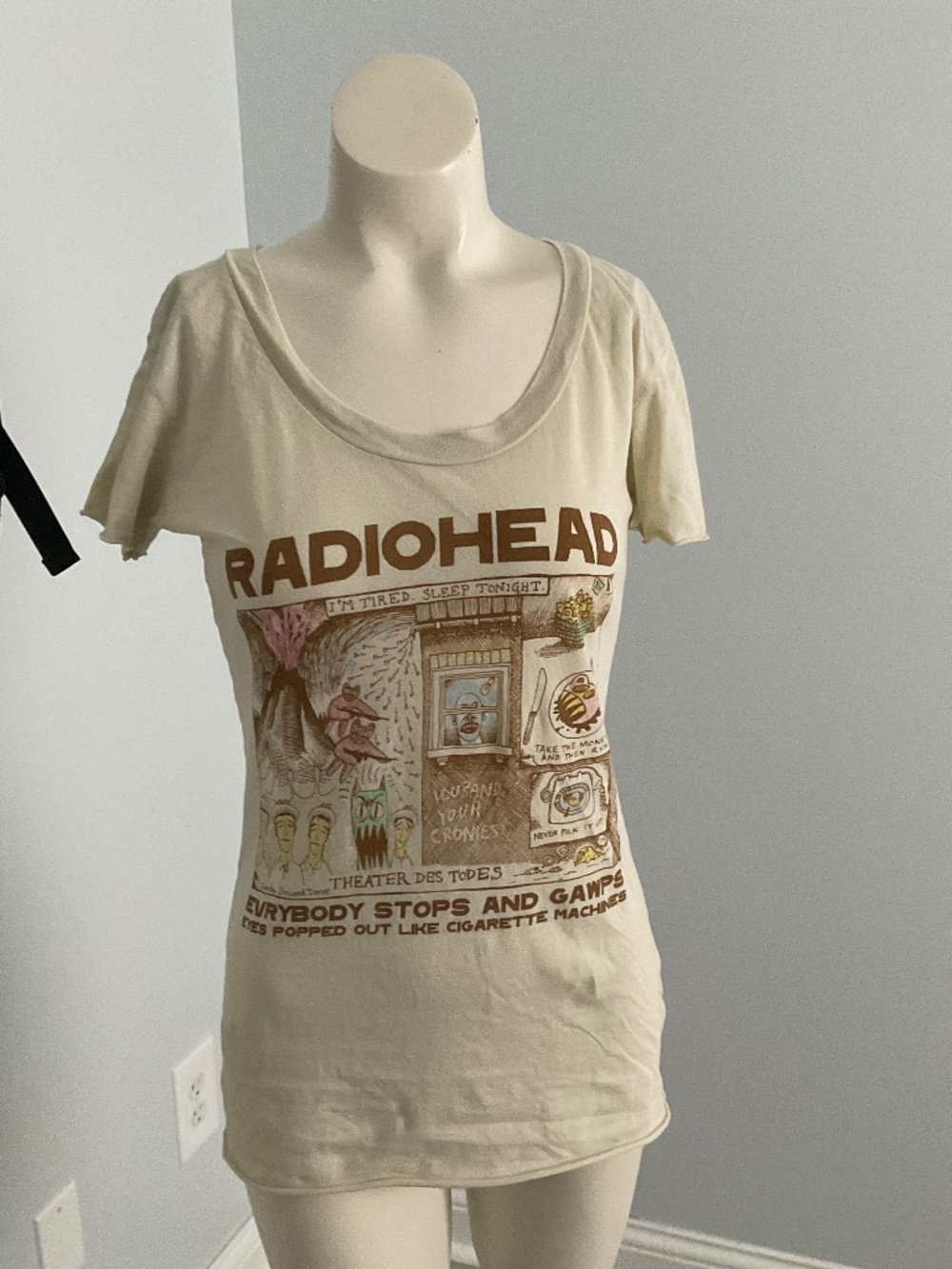 Beige Radio Head tee shirt,M